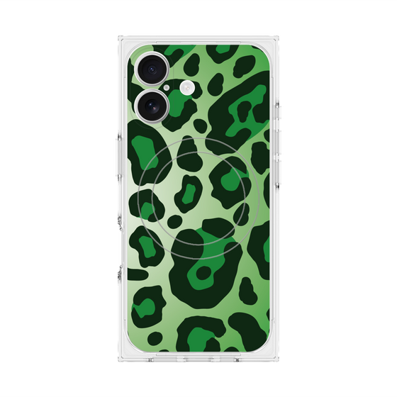 プレミアムスクエアケース with MagSafe［ Leopard - Green ］