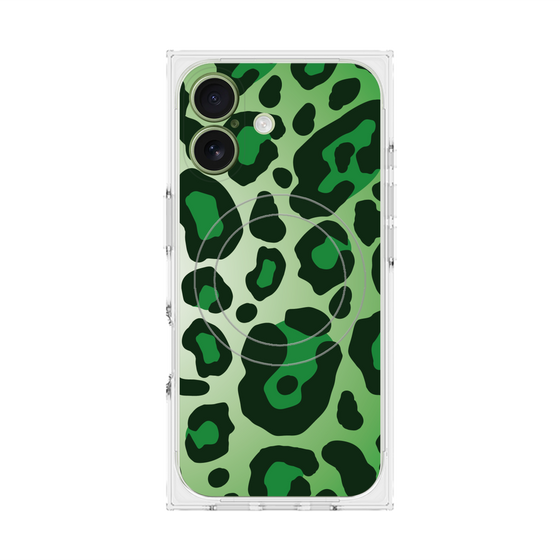 プレミアムスクエアケース with MagSafe［ Leopard - Green ］