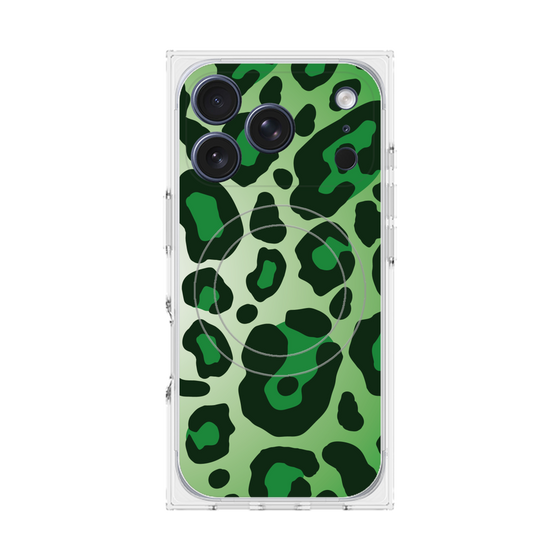 プレミアムスクエアケース with MagSafe［ Leopard - Green ］