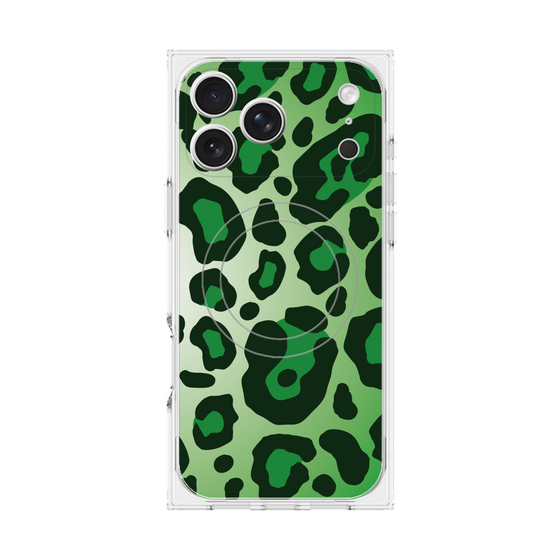 プレミアムスクエアケース with MagSafe［ Leopard - Green ］