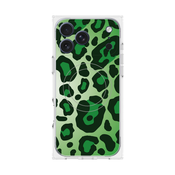 プレミアムスクエアケース with MagSafe［ Leopard - Green ］