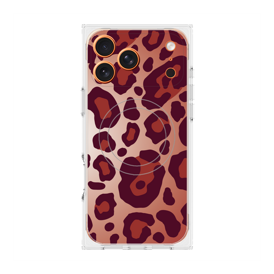 プレミアムスクエアケース with MagSafe［ Leopard - Red ］