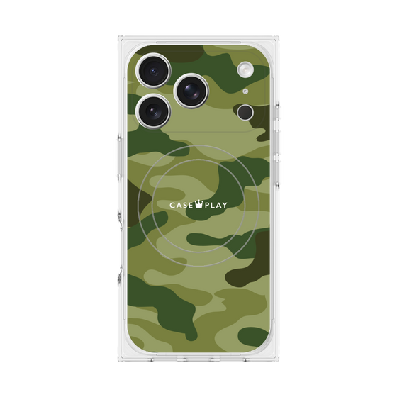 プレミアムスクエアケース with MagSafe［ Camouflage - Green ］