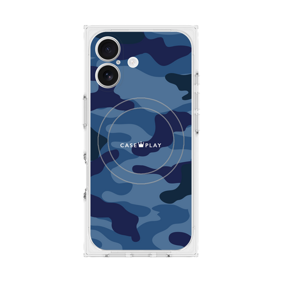 プレミアムスクエアケース with MagSafe［ Camouflage - Blue ］