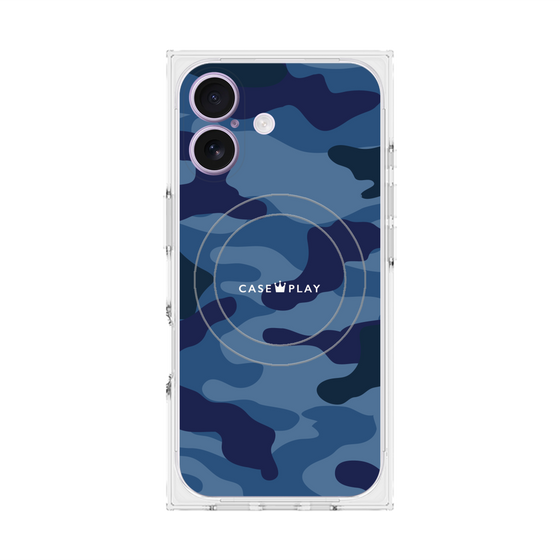 プレミアムスクエアケース with MagSafe［ Camouflage - Blue ］