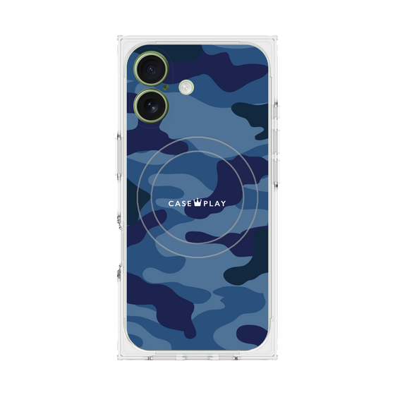 プレミアムスクエアケース with MagSafe［ Camouflage - Blue ］