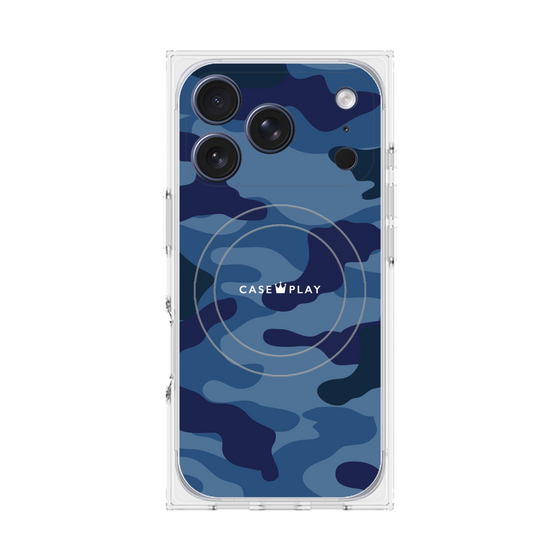 プレミアムスクエアケース with MagSafe［ Camouflage - Blue ］