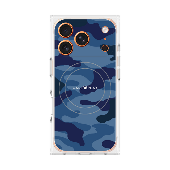 プレミアムスクエアケース with MagSafe［ Camouflage - Blue ］