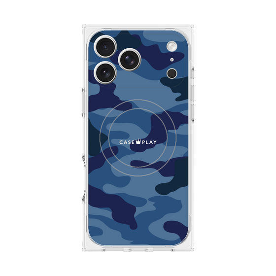 プレミアムスクエアケース with MagSafe［ Camouflage - Blue ］