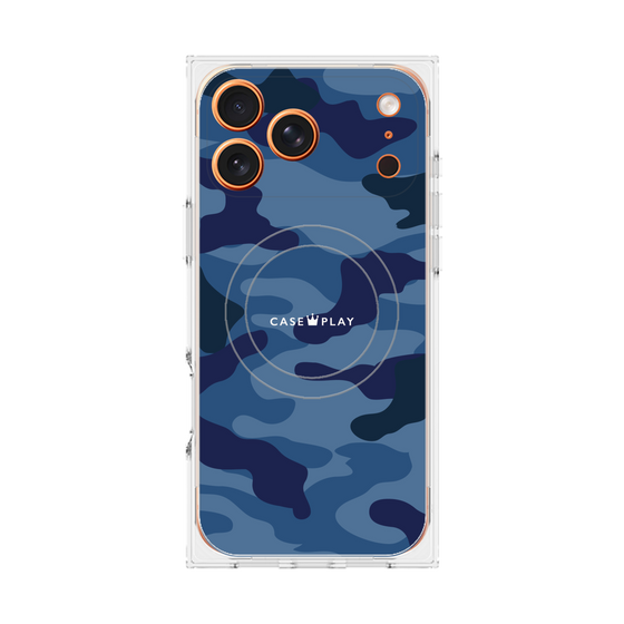 プレミアムスクエアケース with MagSafe［ Camouflage - Blue ］