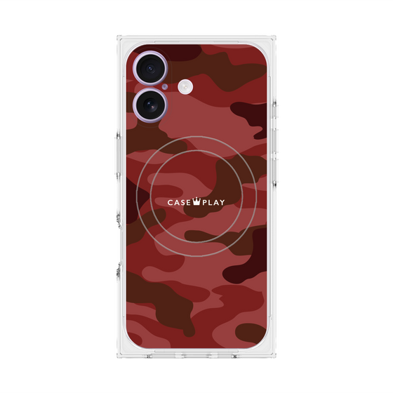 プレミアムスクエアケース with MagSafe［ Camouflage - Red ］