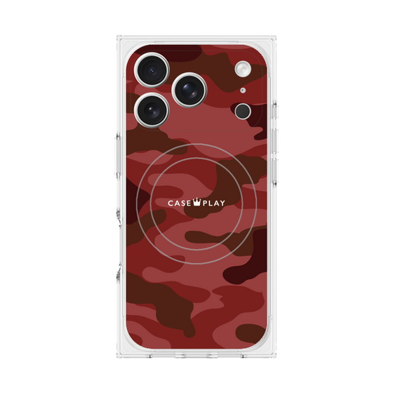 プレミアムスクエアケース with MagSafe［ Camouflage - Red ］