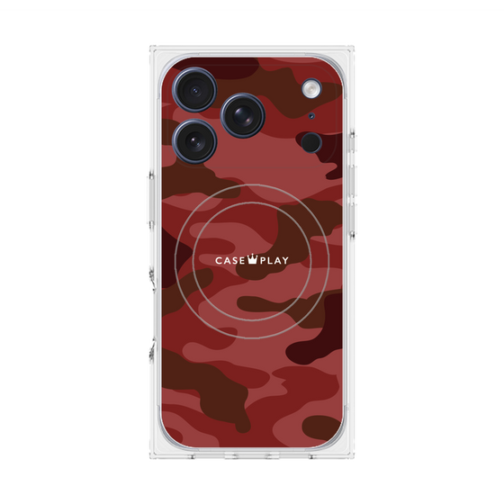 プレミアムスクエアケース with MagSafe［ Camouflage - Red ］