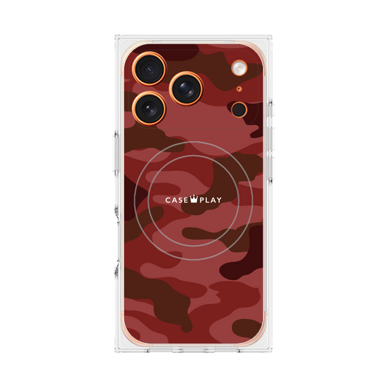 プレミアムスクエアケース with MagSafe［ Camouflage - Red ］