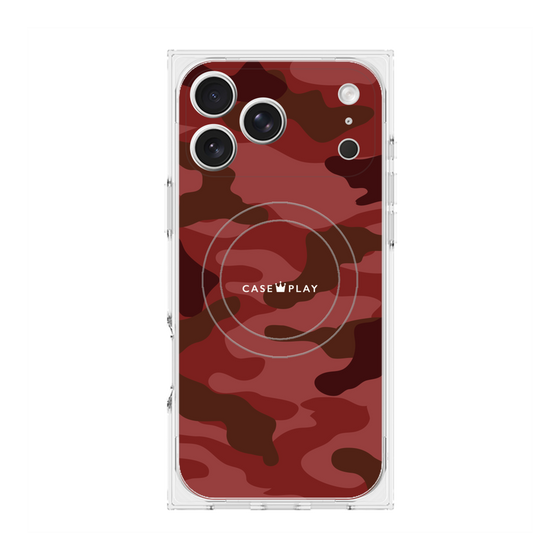 プレミアムスクエアケース with MagSafe［ Camouflage - Red ］