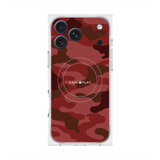 プレミアムスクエアケース with MagSafe［ Camouflage - Red ］
