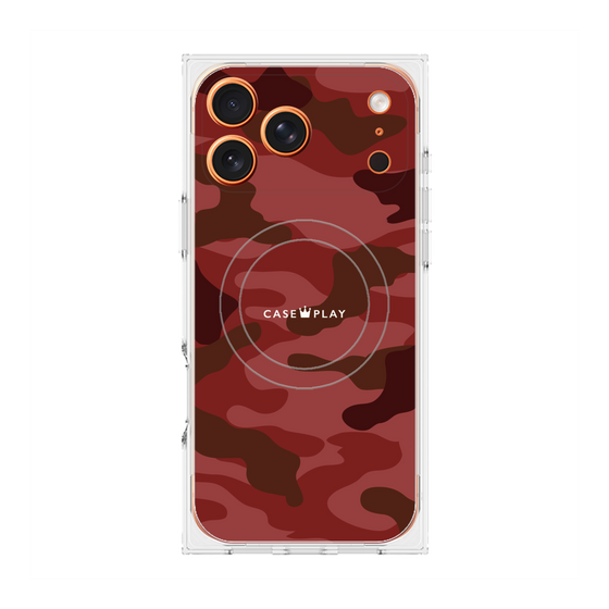プレミアムスクエアケース with MagSafe［ Camouflage - Red ］