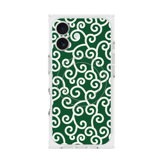 プレミアムスクエアケース with MagSafe［ 唐草模様 - Green ］