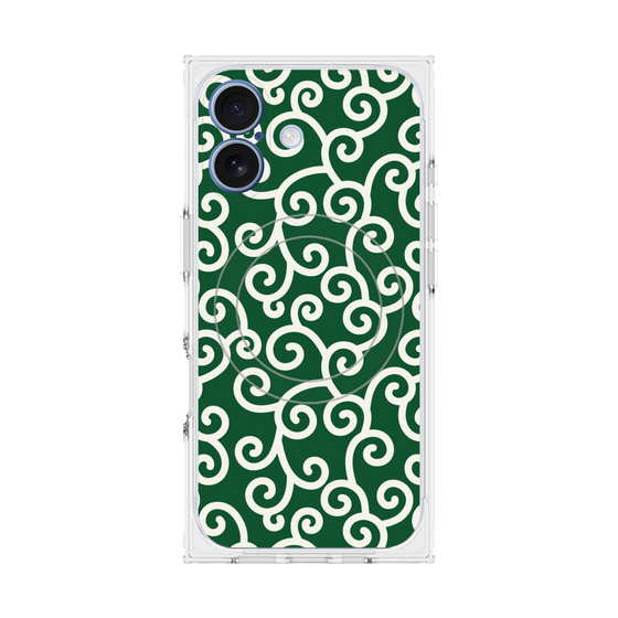 プレミアムスクエアケース with MagSafe［ 唐草模様 - Green ］