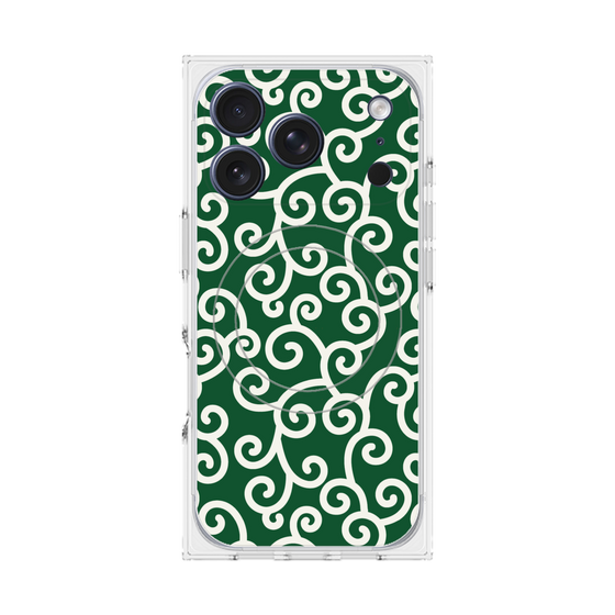 プレミアムスクエアケース with MagSafe［ 唐草模様 - Green ］