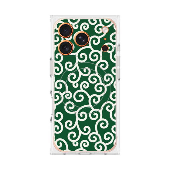 プレミアムスクエアケース with MagSafe［ 唐草模様 - Green ］
