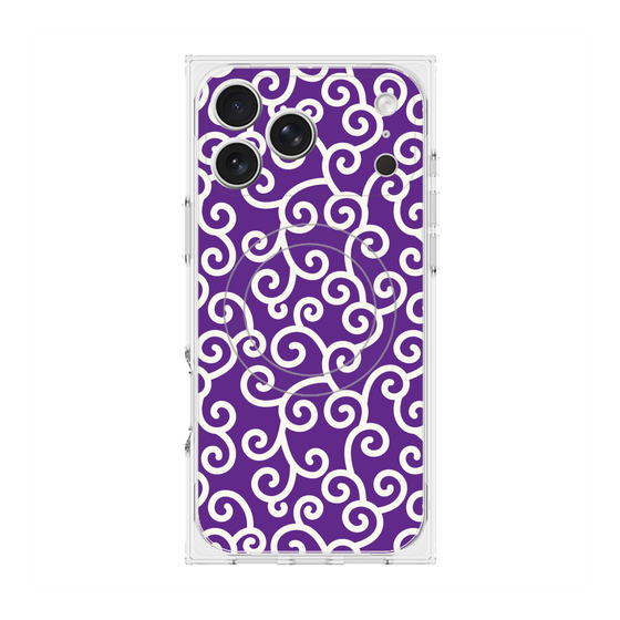 プレミアムスクエアケース with MagSafe［ 唐草模様 - Purple ］