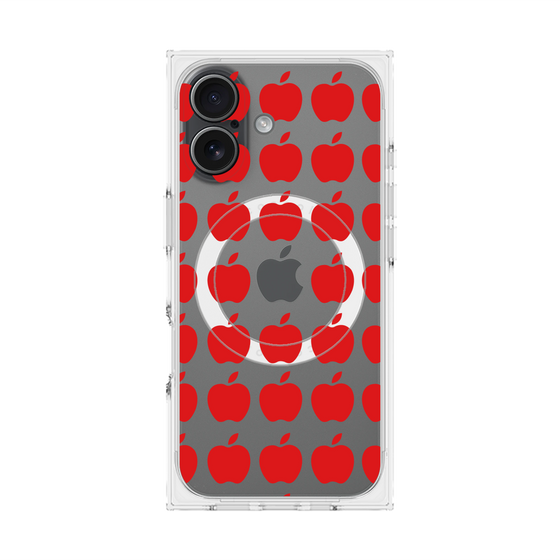 プレミアムスクエアケース with MagSafe［ Apple - Red ］