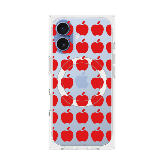 プレミアムスクエアケース with MagSafe［ Apple - Red ］