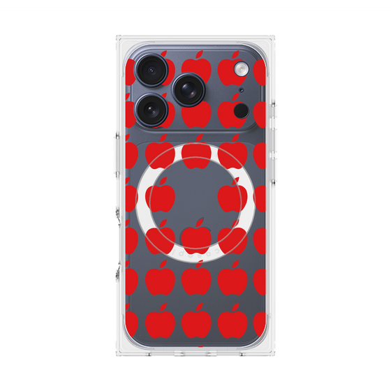 プレミアムスクエアケース with MagSafe［ Apple - Red ］