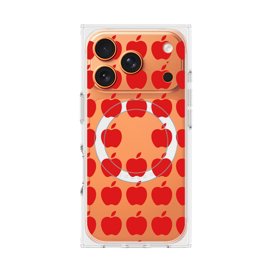 プレミアムスクエアケース with MagSafe［ Apple - Red ］