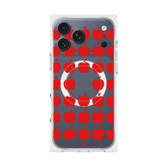 プレミアムスクエアケース with MagSafe［ Apple - Red ］