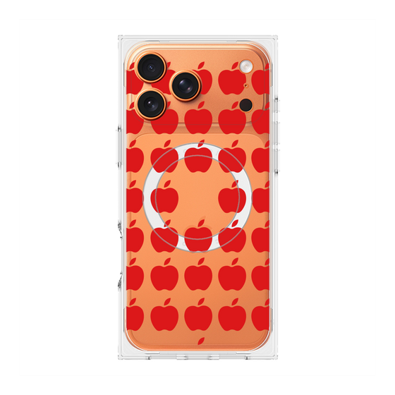 プレミアムスクエアケース with MagSafe［ Apple - Red ］