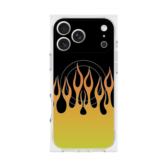 プレミアムスクエアケース with MagSafe［ 炎 - Yellow ］