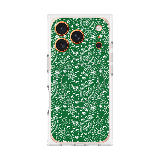 プレミアムスクエアケース with MagSafe［ ペイズリー - Green ］