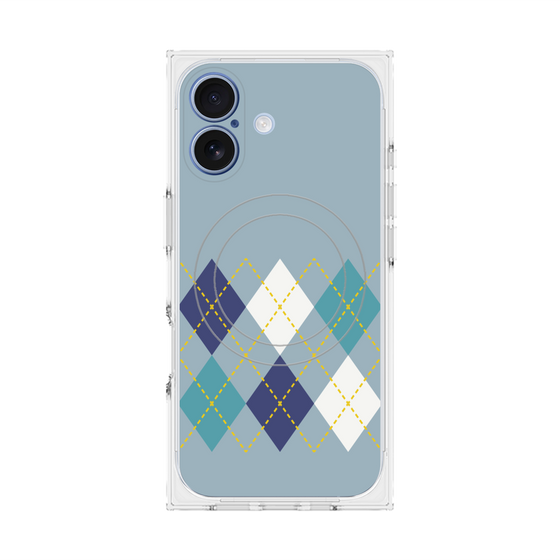 プレミアムスクエアケース with MagSafe［ Nordic Argyle - Blue ］