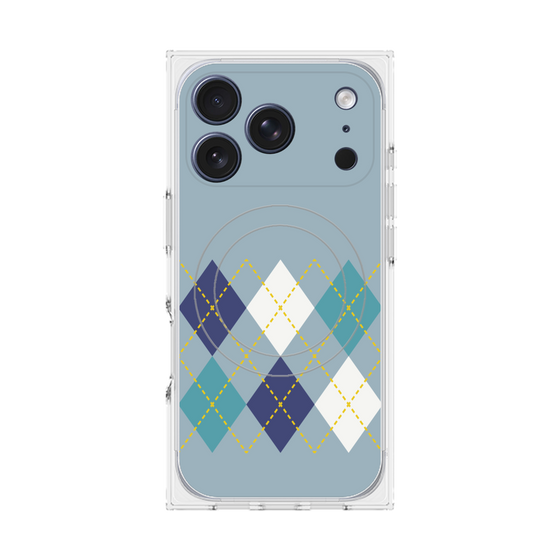 プレミアムスクエアケース with MagSafe［ Nordic Argyle - Blue ］