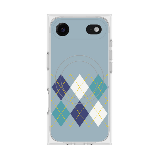 プレミアムスクエアケース with MagSafe［ Nordic Argyle - Blue ］