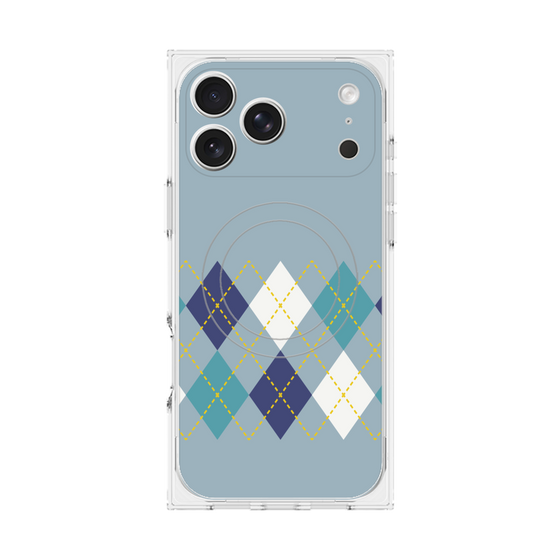 プレミアムスクエアケース with MagSafe［ Nordic Argyle - Blue ］