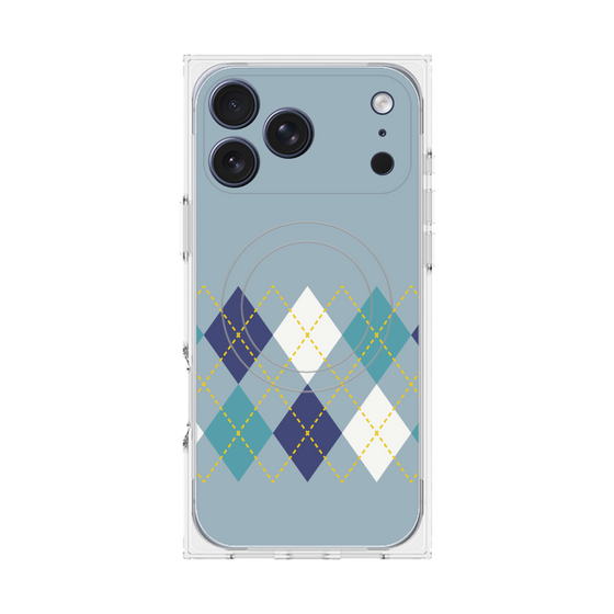 プレミアムスクエアケース with MagSafe［ Nordic Argyle - Blue ］