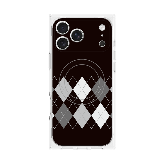 プレミアムスクエアケース with MagSafe［ Nordic Argyle - Black ］