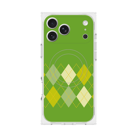 プレミアムスクエアケース with MagSafe［ Nordic Argyle - Green ］