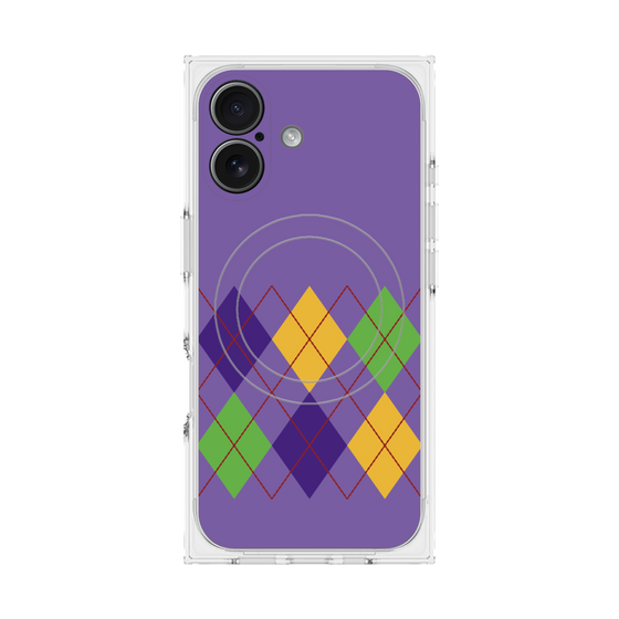 プレミアムスクエアケース with MagSafe［ Nordic Argyle - Purple ］