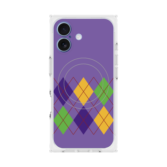 プレミアムスクエアケース with MagSafe［ Nordic Argyle - Purple ］