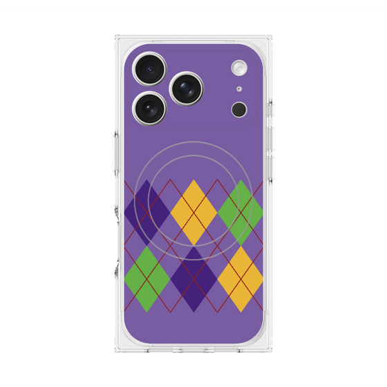 プレミアムスクエアケース with MagSafe［ Nordic Argyle - Purple ］