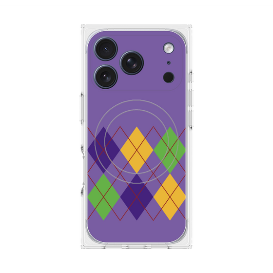 プレミアムスクエアケース with MagSafe［ Nordic Argyle - Purple ］