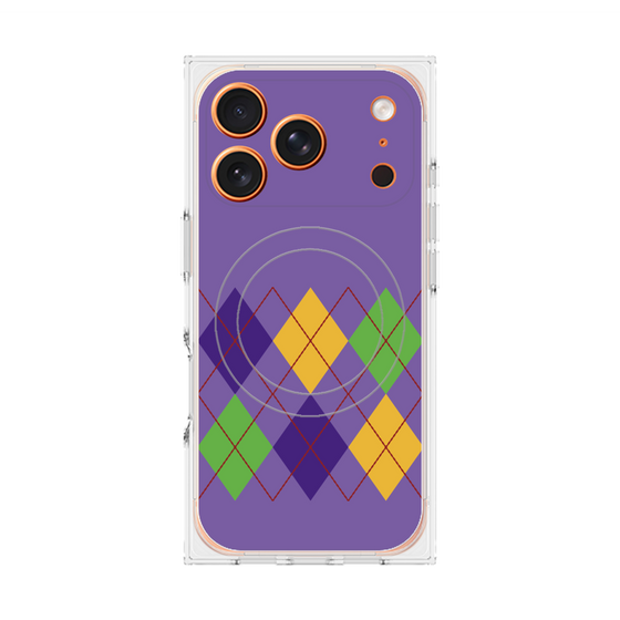 プレミアムスクエアケース with MagSafe［ Nordic Argyle - Purple ］