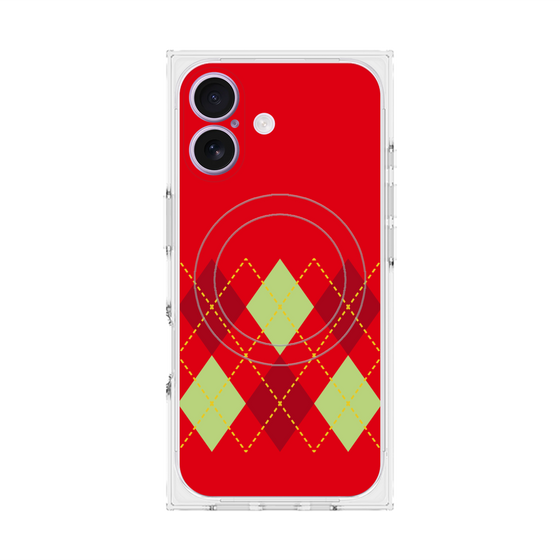 プレミアムスクエアケース with MagSafe［ Nordic Argyle - Red ］