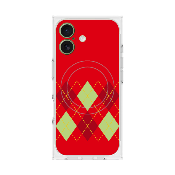 プレミアムスクエアケース with MagSafe［ Nordic Argyle - Red ］