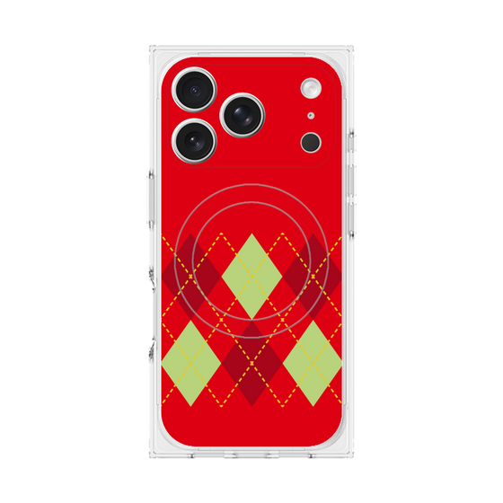 プレミアムスクエアケース with MagSafe［ Nordic Argyle - Red ］