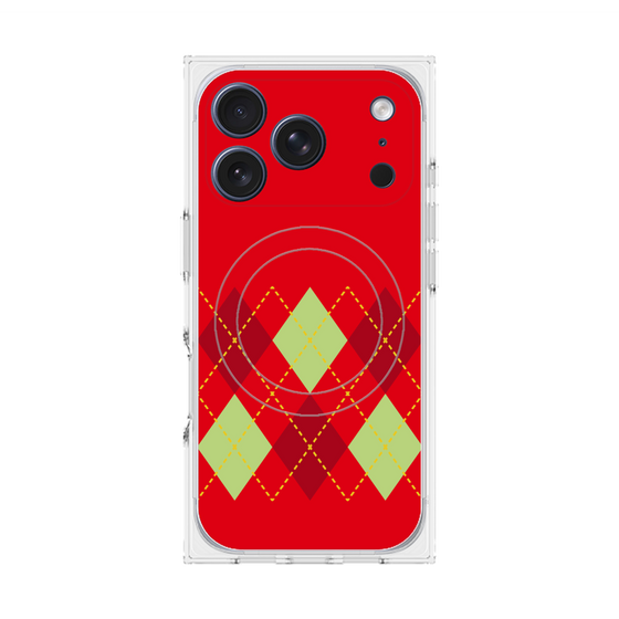 プレミアムスクエアケース with MagSafe［ Nordic Argyle - Red ］